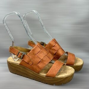 Korks By Kork-Ease Fraya Platform Woven Sandal In Burnt Orange Women's Size 9